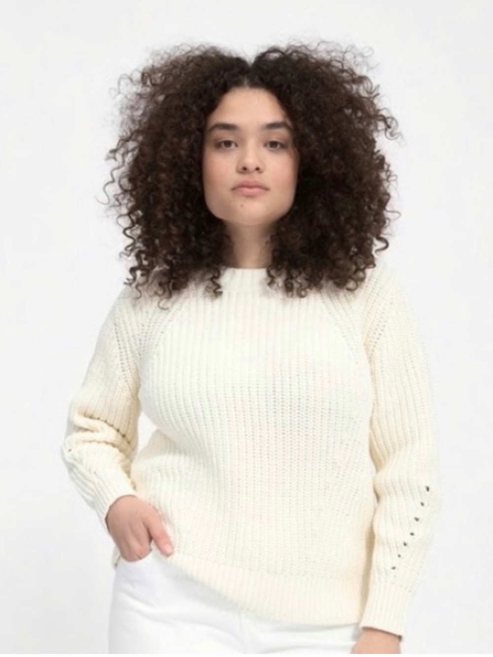 Everlane The Texture Cotton Crew Sweater In Bone Size XL Minimalist Layers